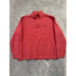 Polo Ralph Lauren Sweatshirt Mens XXL Red Quarter Zip Pullover Estate Rib *